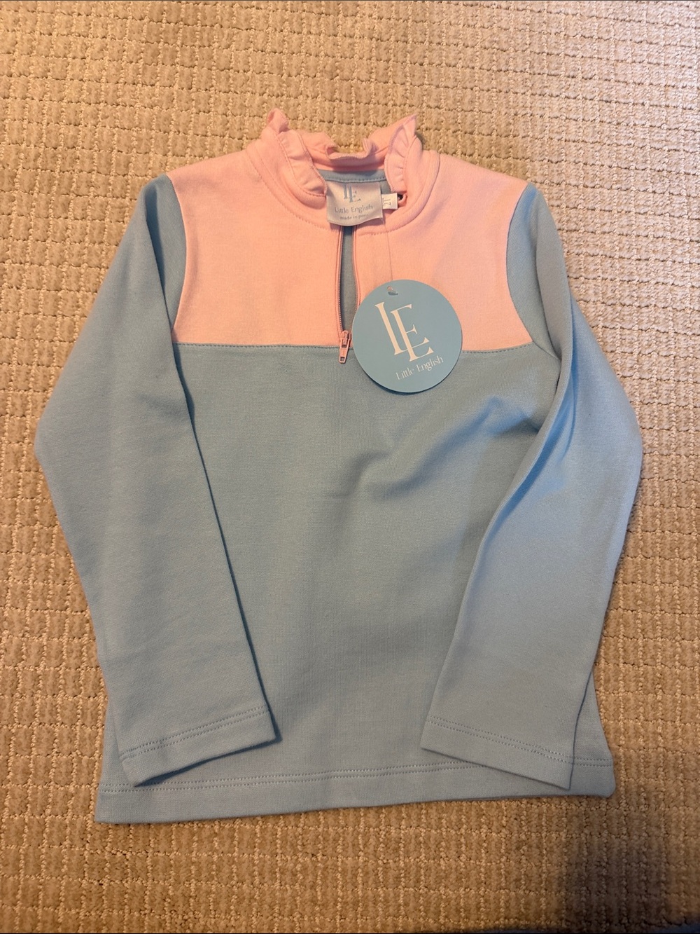 Little English Pink & Light Blue Ruffle Pullover NWT 2T Girls Quarter Zip